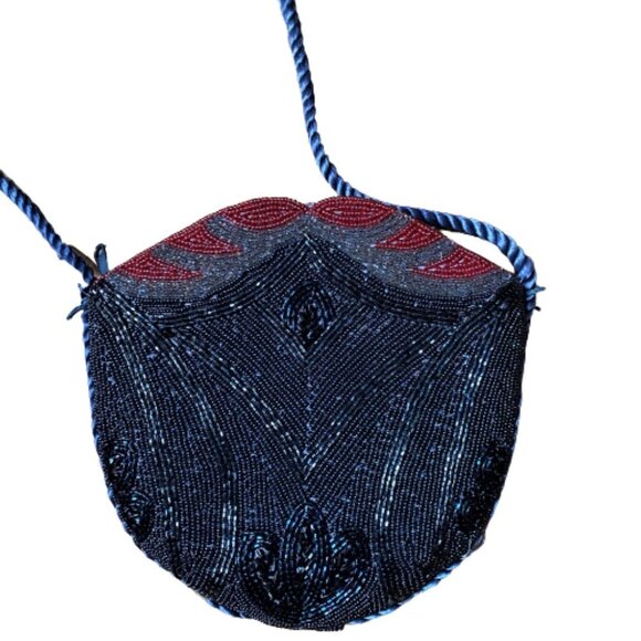 Vintage 90s beaded sequin evening crossbody purse - Picture 8 of 13